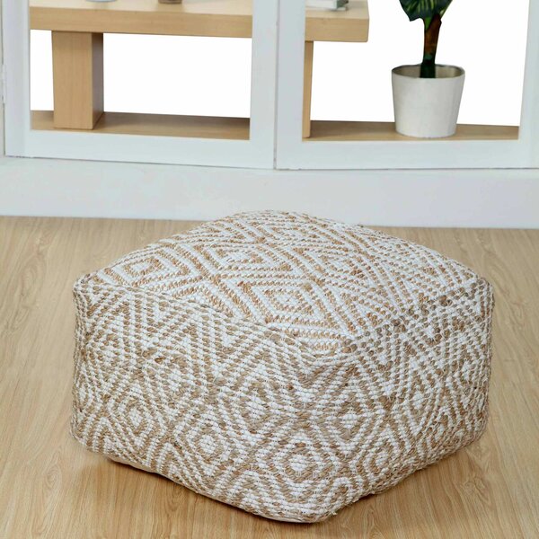 Sierra Natural Diamond Pattern Hemp Square Bean Filled Pouffe, 60 cm