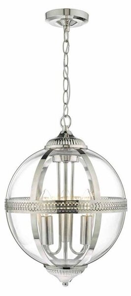 Dar VAN0338 Vanessa 3 Light Ceiling Pendant Light In Polished Nickel