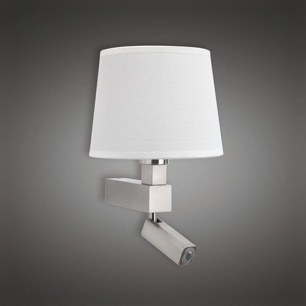 Mantra M5234/5237 Bahia 2 Light Wall Light In Satin Nickel With White Round Shade