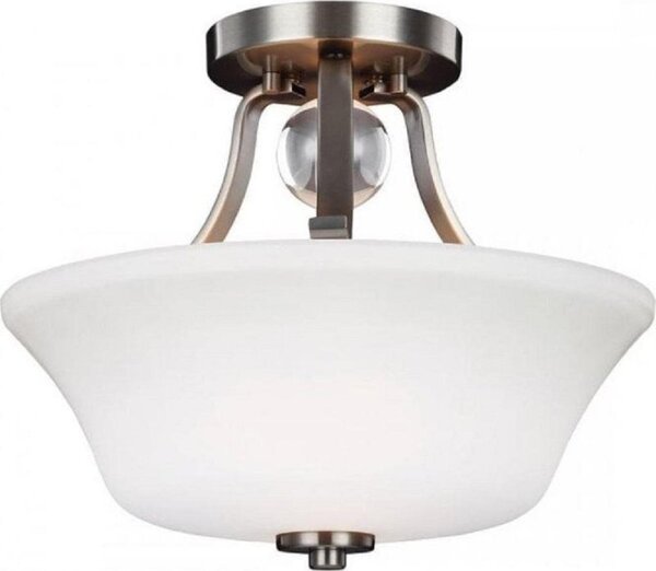 FE/EVINGTN/SFSN Evington 2 Light Semi Flush Ceiling Light In Satin Nickel