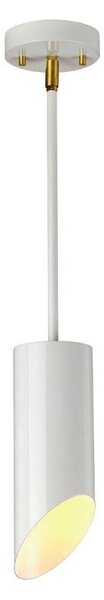 Elstead QUINTO1PWAB Quinto 1 Light Pendant In White And Aged Brass