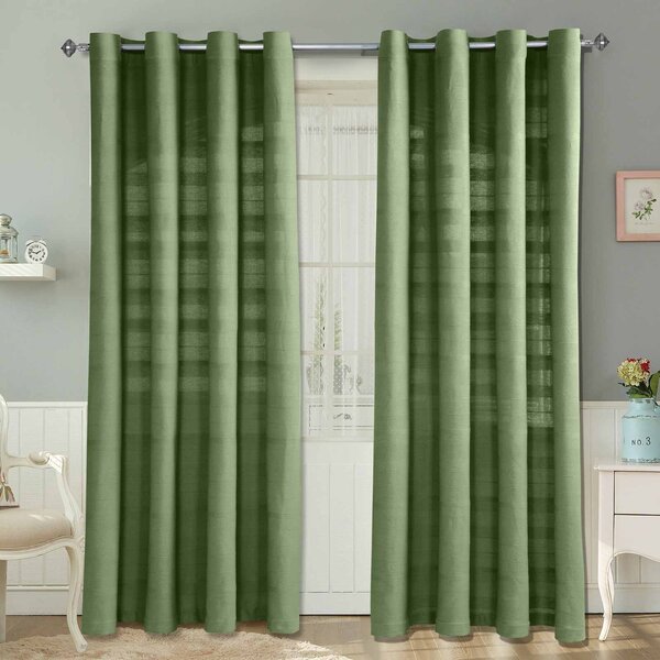 Homescapes Cotton Rajput Ribbed Dark Olive Curtain Pair, 54 x 54"