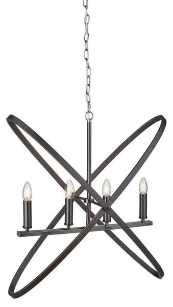 Searchlight 8244-4PW Hoopla 4 Light Ceiling Pendant Light In Pewter