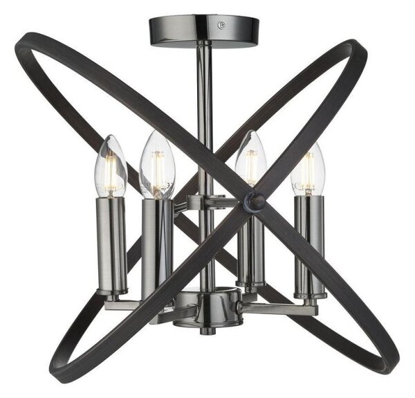Searchlight 8344-4PW Hoopla 4 Light Semi Flush Ceiling Light In Pewter