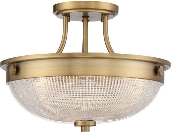 QZ/MANTLESFWS Mantle 2 Light Semi Flush Ceiling Light In Brass