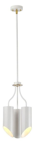 Elstead QUINTO3WAB Quinto 3 Light Ceiling Chandelier In White And Aged Brass