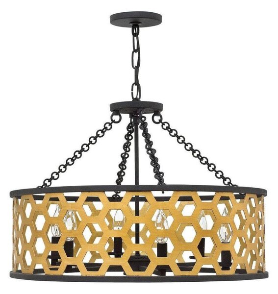 HK/FELIX/6P Felix 6 Light Pendant Light In Gold And Black