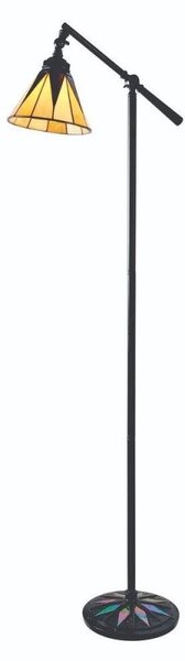 Interiors 1900 74355 Dark Star 1 Light Task Floor Light With Tiffany Pearly Cream Glass Shade