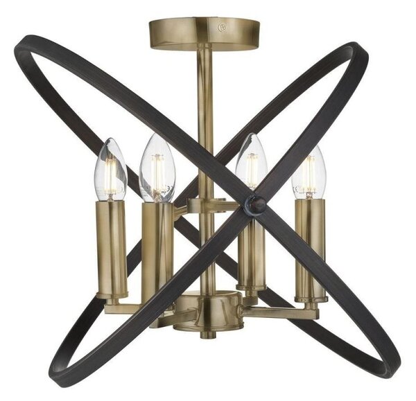Searchlight 8344-4BZ Hoopla 4 Light Semi Flush Ceiling Light In Bronze