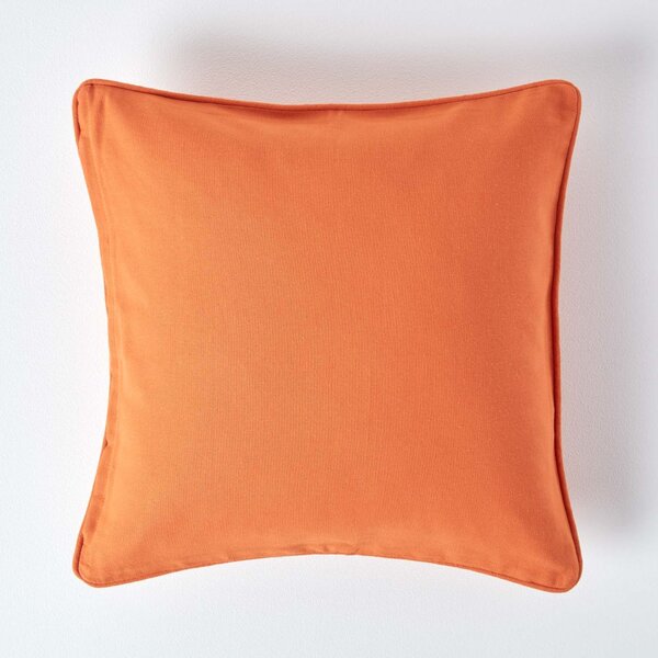 Homescapes Cotton Plain Burnt Orange Cushion Cover, 30 x 30cm