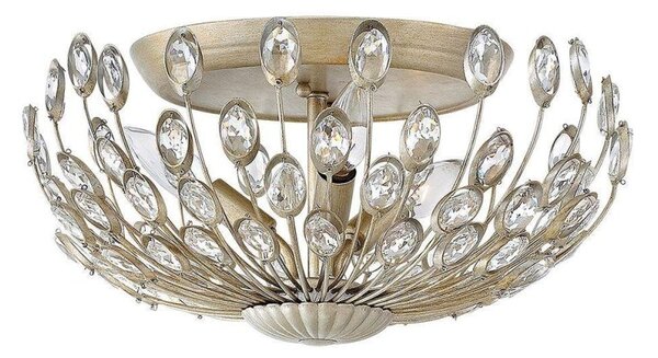 HK/TULAH/F Tulah 3 Light Flush Ceiling Light In Silver Leaf