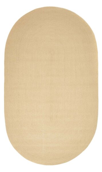 Homescapes Linen Handmade Woven Braided Oval Rug, 50 x 80 cm