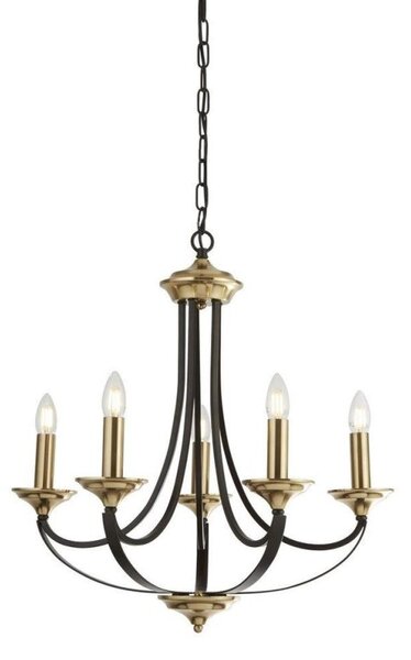 Searchlight 1845-5BZ Belfry 5 Light Ceiling Pendant Light In Bronze And Brown