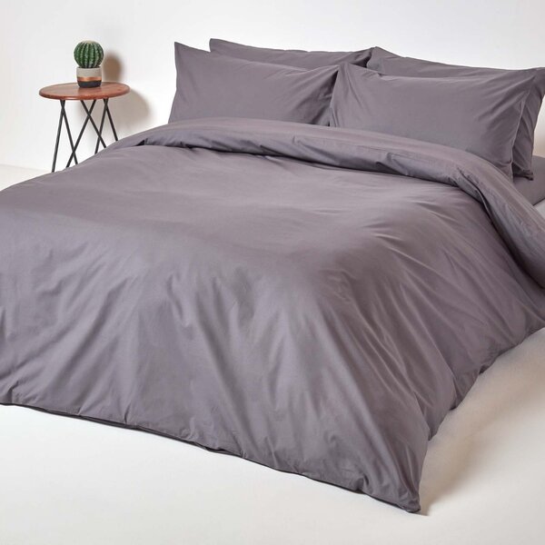 Dark Grey Egyptian Cotton Single Duvet cover with One Pillowcase, 200 TC