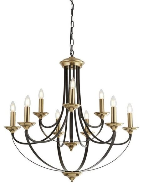 Searchlight 1849-9BZ Belfry 9 Light Ceiling Pendant Light In Bronze And Brown