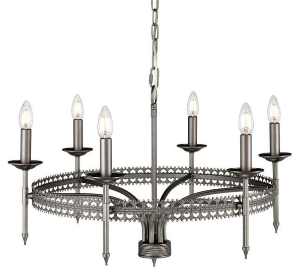 Elstead CROWN6 Crown 6 Light Chandelier Light In Iron Gate