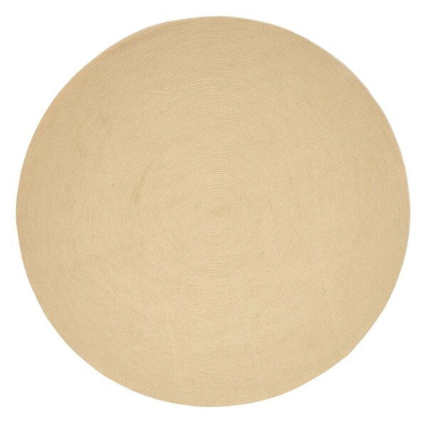 Homescapes Linen Handmade Woven Braided Round Rug, 120 cm