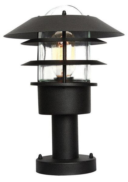 Elstead HELSINGORPEDBK Helsingor 1 Light Outdoor Pedestal Lantern In Black