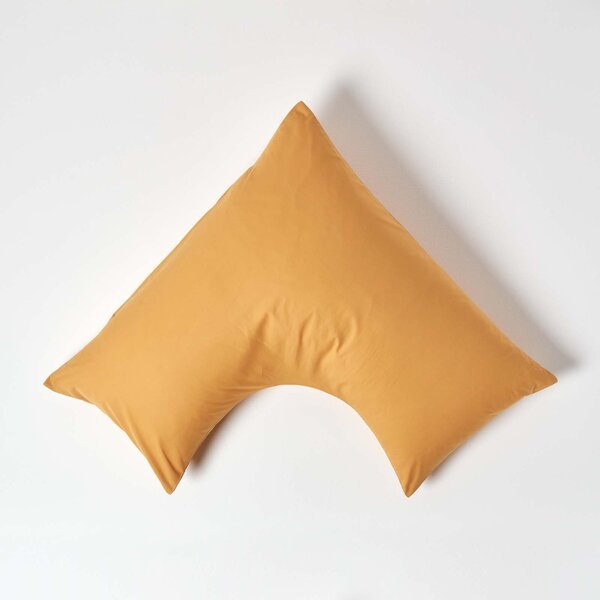 Homescapes Mustard Yellow Egyptian Cotton V Shaped Pillowcase 200 TC