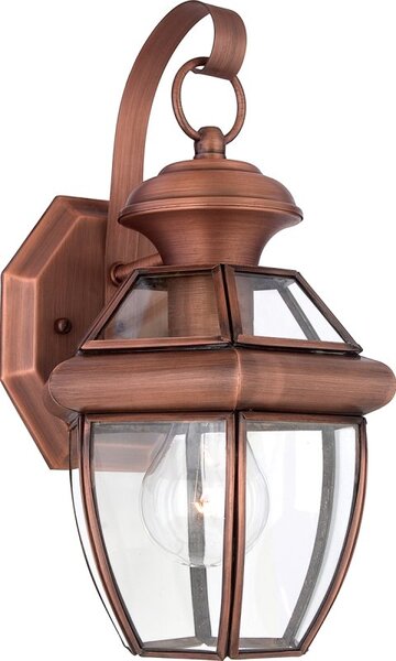 QZ-NEWBURY2-SAC Newbury Small Outdoor Wall Lantern In Aged Copper - H: 292mm