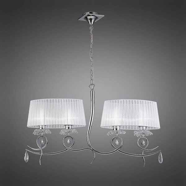 Mantra M5272 Louise 4 Light Ceiling Bar Light In Chrome With Two White Shades