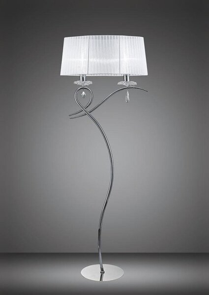 Mantra M5280 Louise 2 Light Floor Lamp In Chrome With White Shade