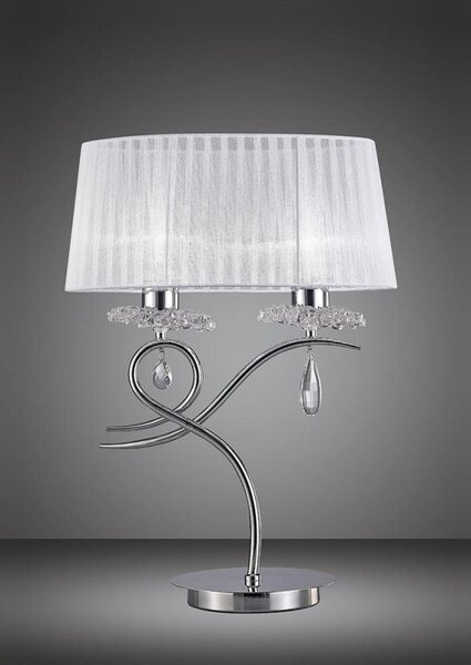 Mantra M5278 Louise 2 Light Table Lamp In Chrome With White Shade