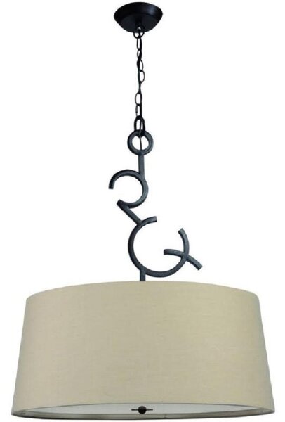 Mantra M5213 Argi 3 Light Single Pendant In Brown Oxide With Brown Shade
