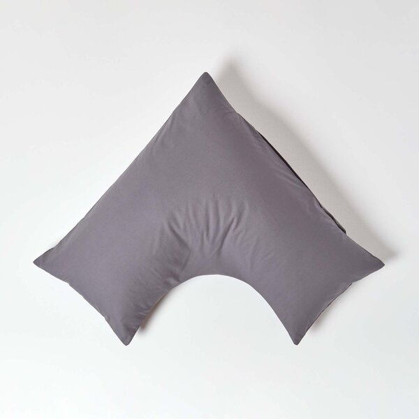 Homescapes Dark Grey Egyptian Cotton V Shaped Pillowcase 200 TC