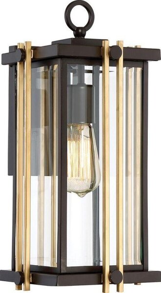 QZ/GOLDENROD2/M Golden Rod Medium Outdoor Wall Lantern In Bronze - H: 413mm