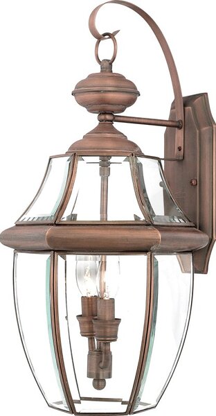 QZ-NEWBURY2-L-AC Newbury Large Outdoor Wall Lantern In Aged Copper - H: 508mm