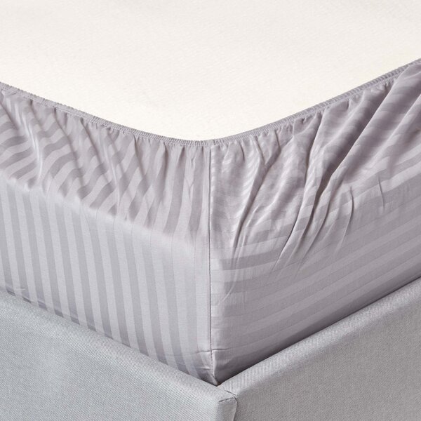 Grey Egyptian Cotton Satin Fitted Sheet 330 Thread Count, Single