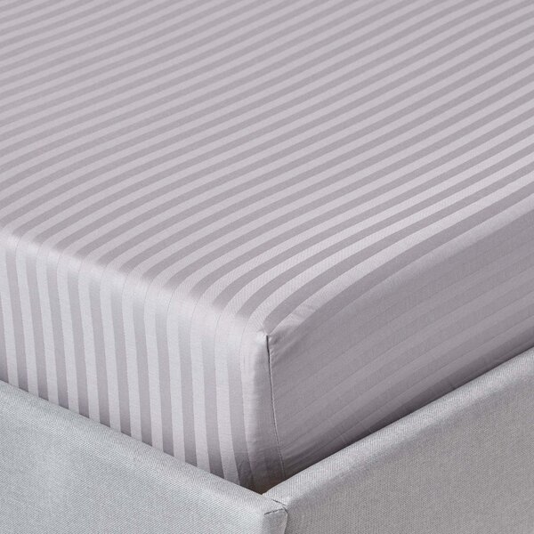 Grey Egyptian Cotton Satin Fitted Sheet 330 Thread Count, Single