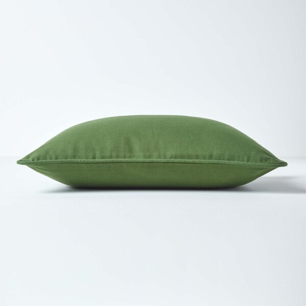 Cotton Plain Rectangular Olive Green Cushion Cover, 30 x 50 cm