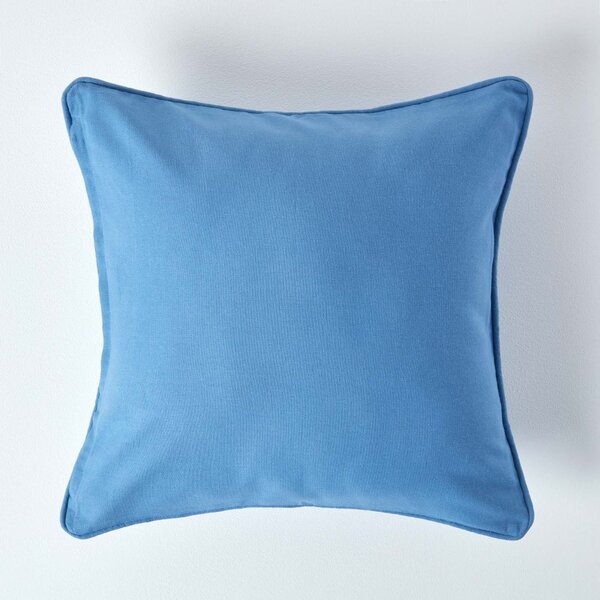 Homescapes Cotton Plain Air Force Blue Cushion Cover, 30 x 30 cm