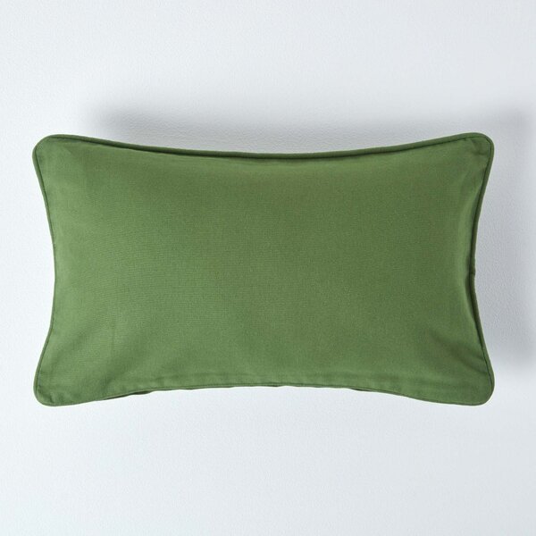 Cotton Plain Rectangular Olive Green Cushion Cover, 30 x 50 cm