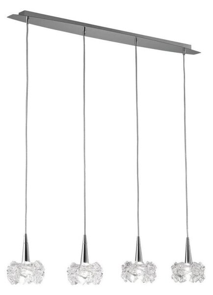 Mantra M3950 Artic 4 Light Linear Ceiling Pendant In Chrome With Clear Glass