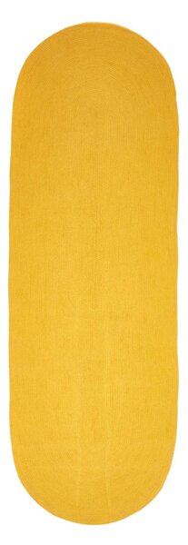 Mustard Yellow Handmade Woven Braided Oval Hallway Runner, 66 x 200 cm