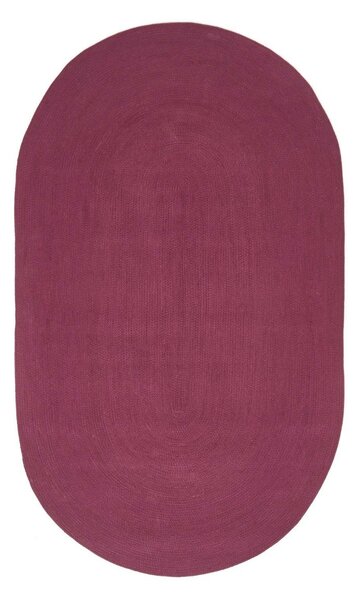 Homescapes Plum Handmade Woven Braided Oval Rug, 50 x 80 cm