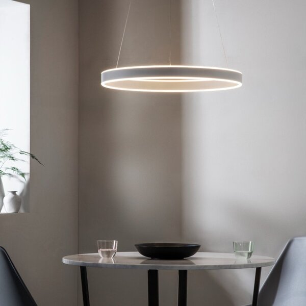 1 Ring Ceiling Pendant Light In Matt Nickel Plate And Frosted Acrylic