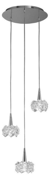Mantra M3952 Artic 3 Light Round Pendant Light In Chrome With Clear Glass