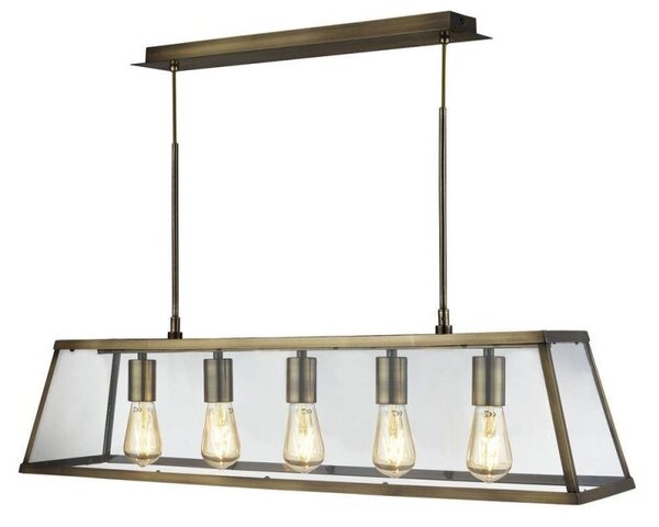 Searchlight 4614-5AB Voyager 5 Light Linear Ceiling Light In Antique Brass