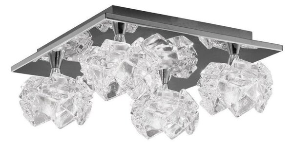 Mantra M3954 Artic 4 Light Flush Square Ceiling Light In Chrome With Clear Glass