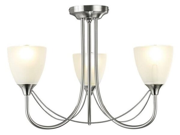 Cooper 3 Light Semi Flush Ceiling Light In Satin Nickel