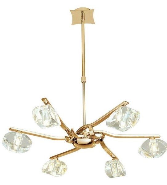 Mantra M0551FG Alfa 6 Light Telescopic Pendant/Semi Flush Light In French Gold