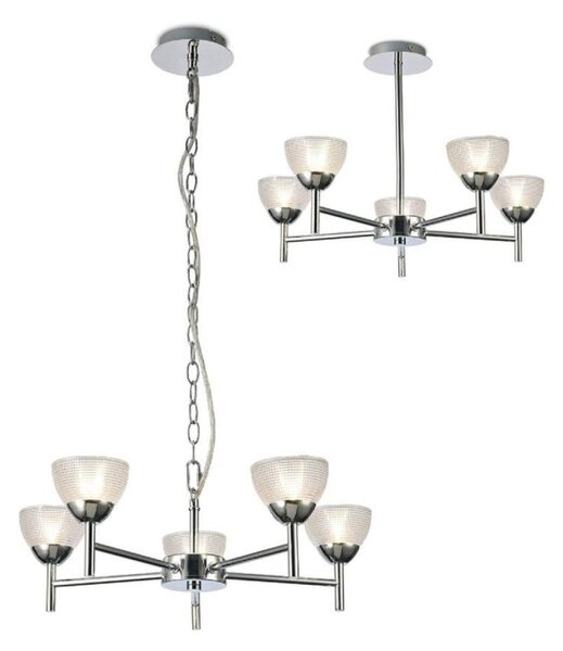 Avalon 5 Light Pendant/Semi Flush Ceiling Light In Chrome