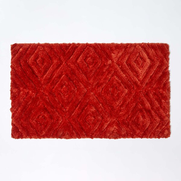 Burnt Orange Super Absorbent Thick Pile Ikat Non Slip Bath Mat