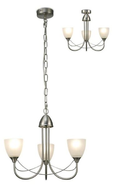 Cooper 3 Light Ceiling Pendant/Semi Flush Light In Satin Nickel