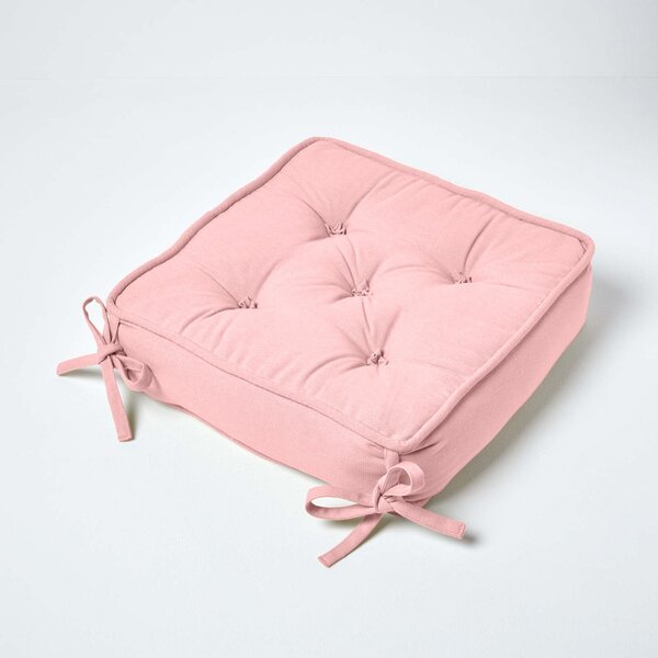 Pink Cotton Dining Chair Booster Cushion Firm 10cm Thick Seat Pad