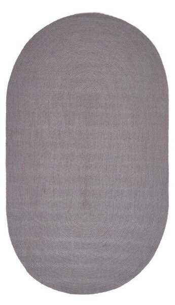 Homescapes Grey Handmade Woven Braided Oval Rug, 50 x 80 cm